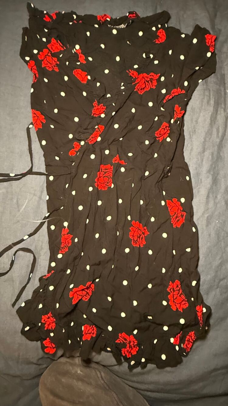 Motel Black Floral Polka Dot Wrap Dress Size Small
